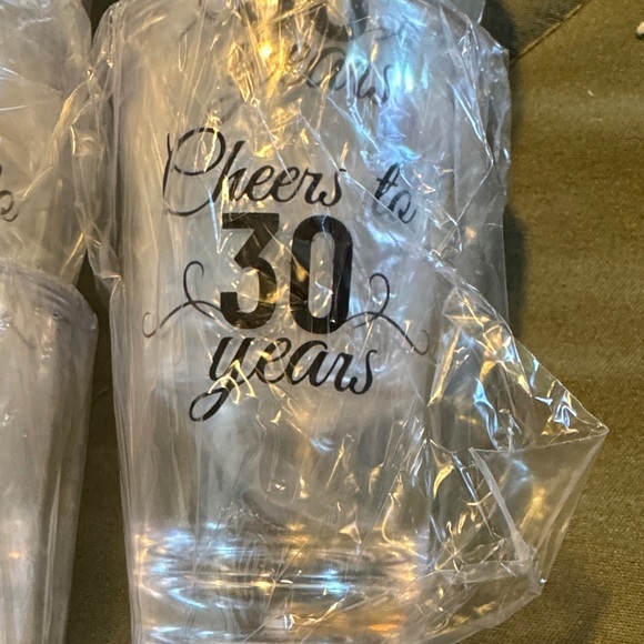Clear Plastic Shot Glasses with “Cheers To 30 Years” - Picture 2 of 2